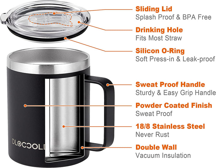  DLOCCOLD Insulated Coffee Mug with Handle Stainless Steel  Travel Coffee Cup with Lid Spill Proof Reusable Thermos Coffee Cups for Men  Women Car Cup holder Friendly (Purple, 20 oz): Home 