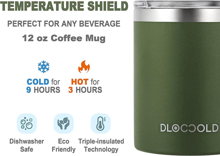 DLOCCOLD Insulated Coffee Mug with Handle Stainless Steel Travel Coffee Cup  with Lid Spill Proof Reusable Thermos Coffee Cups for Men Women Car Cup